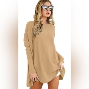LIYOHON Caramel XL Oversized T Shirt for Women Tunic Tops to Wear with Leggings
